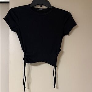 Forever 21 Black Ruched Crop Top